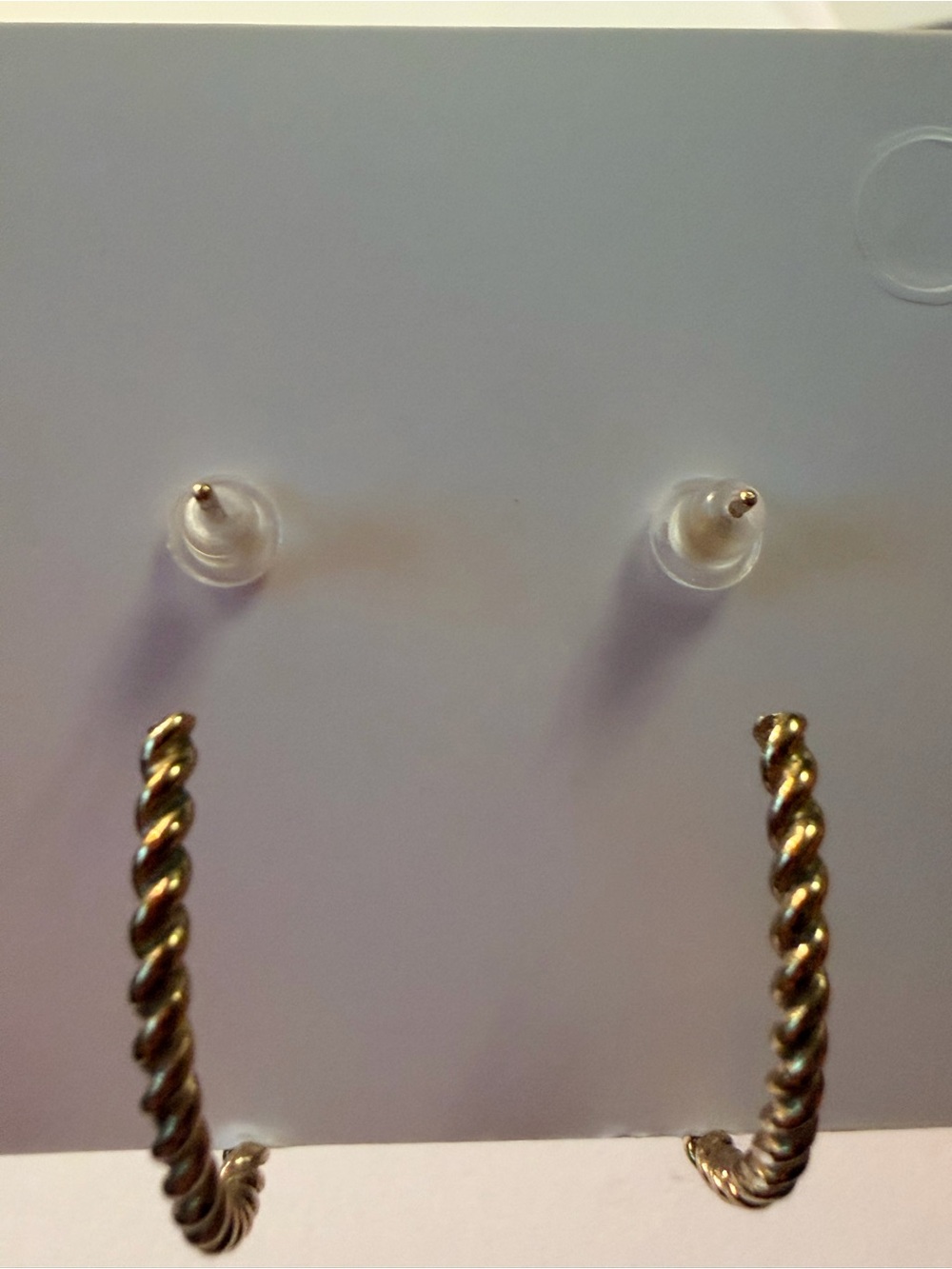 Sterling Silver Marked Gold-Tone Twisted Hoop Earrings - Women's Fashion Jewelry - Picture 3 of 8